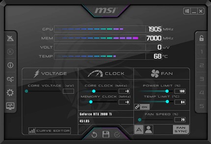 MSI Afterburner software